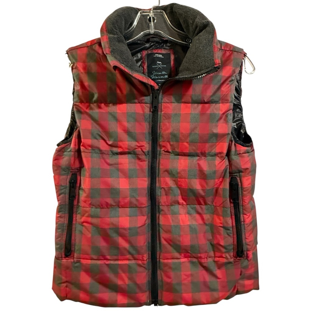 GAP Red and Grey Buffalo Plaid Women’s Vest XS
